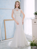 Mermaid Brautkleider Spitze Elfenbein Brautkleid ärmellose Strass Perlen Sash ausgeschnitten Brautkleider mit Zug