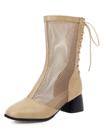 Mesh Stiefel Block Heel Square Toe Stiefel für den Sommer