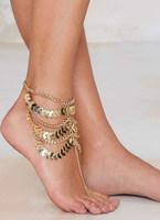 Metallic Layered Sequins Fransen Fußkettchen