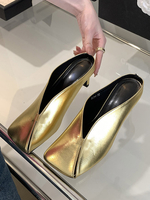 Metallic-Pantoletten für Damen Champagner-Pantoletten mit Stiletto-Absatz