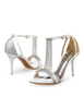 Metallic-Sandaletten aus PU mit Kette und Stilettos