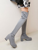 Micro Wildleder Upper Lolita Stiefel Round Toe Grey Lolita Schuhe