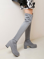 Micro Wildleder Upper Lolita Stiefel Round Toe Grey Lolita Schuhe