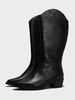 Mid Calf Boots Schwarze PU-Spitze mit spitzem Zehenreißverschluss 1;8 "Stiefel Damenschuhe