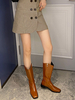Mid Calf Stiefel Brown Square Toe Reißverschluss Cowgirl Stiefel