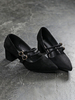 Mid-Low Heels für Frau Chic spitze Zehen Chunky Heel Mary Jane Pretty Black Pumps Heels