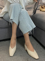 Mid-Low Heels für Frau Chic Square Toe Chunky Heel Aprikose Pretty Pumps Heels