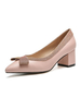 Mid-Low Heels für Frau spitzen Zehen Chunky Heel Slip-On Bögen Pretty Pink Pumps Heels