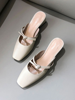 Mid-Low Heels für Frauen Casual Square Toe Chunky Heel Bows Elegante Pumps
