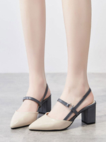 Mid-Low Heels für Frauen Chic Pointed Toe Slingbacks Chunky Heel Hell Himmelblau Elegante Pumps