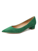 Mid-Low Heels für Frauen Classic Pointed Toe Chunky Heel Slip-On Elegante grüne Absätze