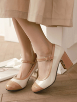 Mid-Low Heels für Frauen Klassische Runde TOE Chunky Heel Strap Einstellbare Stilvolle Schnalle Schwarz Pumps & Fersen