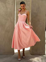 Midi-Unterkleid in A-Linie mit Herzausschnitt und 3D-Blumendekoration 2025