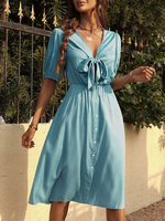 Midikleid mit V-Ausschnitt und kurzen Ärmeln