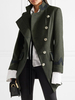 Military Wollmantel Frauen Asymmetrische Knöpfe Taschen Hunter Green Langarm Wintermantel