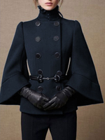 Militärmantel Zweireiher Knöpfe Cape Poncho Für Frauen