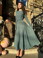 Mini-Dreieckskleid mit Rundhalsausschnitt und langen Ärmeln lässige Maxikleider