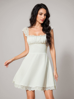 Mini-Partykleider Ärmelloses kurzes Brautkleid aus Spitze