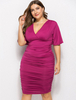 Minikleid Sexy Etuikleid V-Ausschnitt Sexy Partykleider 1/2 Ärmel Bodycon Damen Sexy Kleid Fuchsienfarbig Lycra Spandex Clubwear