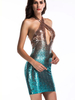 Minikleid Sexy Partykleider Bodycon Damen Sexy Kleid Grün ärmellos Polyester und Halter und Farbverlauf Clubwear