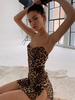 Minikleid Sexy Partykleider Bodycon Damen Sexy Kleid Leopardenmuster ärmellos Polyester und Trägern und Leopard-Korn Optik Clubwear