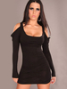 Minikleid Sexy Partykleider Bodycon Damen Sexy Kleid Schwarz Acetate und Trägern Clubwear