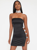 Minikleid Sexy Partykleider Bodycon Damen Sexy Kleid Schwarz ärmellos Polyester trägerlos und Farbblock Clubwear