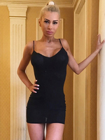 Minikleid Sexy Partykleider Bodycon Damen Sexy Kleid Schwarz ärmellos Polyester und Trägern Clubwear
