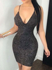 Minikleid Sexy Partykleider Bodycon Damen Sexy Kleid Schwarz ärmellos Polyester und Trägern Clubwear