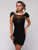 Minikleid Sexy Partykleider Kurzarm Damen Sexy Kleid Bodycon U-Halsausschnitt Polyester Schwarz Clubwear