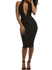 Minikleid Sexy Partykleider ärmellos Damen Sexy Kleid Bodycon mit spitzem Dekolleté Polyester Schwarz Clubwear