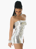 Minikleid Sexy Partykleider ärmellos Damen Sexy Kleid Bodycon trägerlos Polyester und Glitzer Rot Clubwear