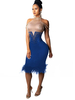 Minikleid Sexy Partykleider ärmellos Damen Sexy Kleid Bodycon und Rundhalsausschnitt Polyester und Farbblock Blau Clubwear