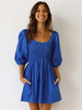 Minikleider Blau Kurzarm Polyester Kurzes Kleid