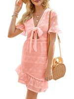 Minikleider Gelb Kurzarm Polyester Kurzkleid