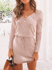 Minikleider Rosa Langarm Polyester Kurzes Kleid
