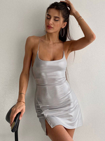 Minikleider Silbernes ärmelloses kurzes Kleid