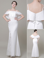 Min/Max-Hochzeitskleid Spitze Illusion Ausschnitt Bridal laufen Kleid Tüll Prom Kleid Milanoo