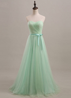 Mintgrün Sweetheart Tüll Brautjungfernkleid Lang