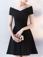 Mit Cocktailkleid moderner A-Linie kurzer V-Ausschnitt Satinstoff