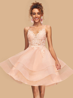 Mit Homecoming Kleid Knielang A-Linie V-Ausschnitt