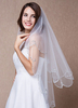 Mit Paillette Brautschleier zweistufige Fingerspitze Wellenschliff Oval Hochzeit Accessoires mit Comb(90*75cm)