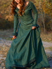 Mittelalterliches Vintage Kleid Braun geschichtet Langarm Swing Kleid Cosplay Kostüm Karneval Kostüm
