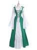 Mittelalterliches Vintage Kleid Grün geschichtet Langarm Swing Kleid Cosplay Kostüm Karneval Kostüm