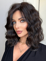 Mittellange Perücken lockiges Haar hitzebeständige Faser kurze gewellte Bob-Perücke für Frauen 2025