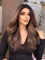 Mittelscheitel Lange Lockige Braune Haare Synthetische Perücken Für Frauen 2025