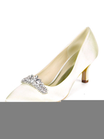 Mittlere Absatzhochzeitsschuhe mit spitzen Zehen Pumps Brautschuhe mit Kätzchenabsatz