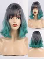 Mittlere Perücken Synthetische Perücken Türkis Pixies Boycuts Rayon Kurze mittlere Perücke für Frauen