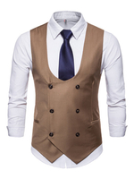 Männer Anzug Weste 50er Jahre U-Neck Zweireiher Smoking Plus Size Taille Mantel