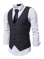 Männer Anzug Weste mit V-Ausschnitt Button Up Pocket 1920er Jahre schwarze Weste